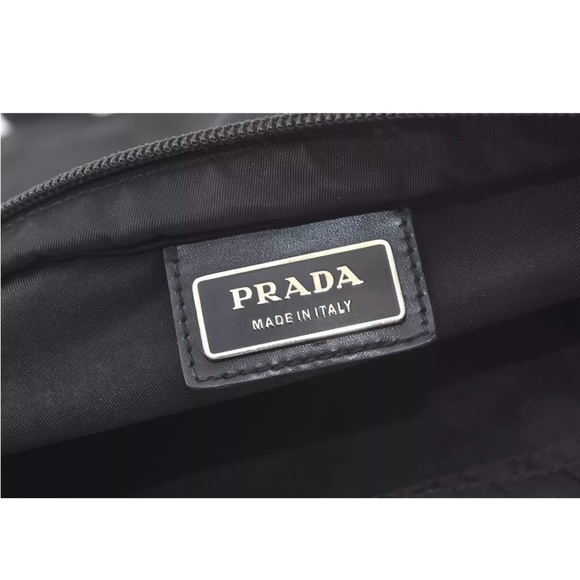 Authentic PRADA Nylon Tessuto Leather Shoulder Cross Body Bag Purse Black - Picture 8 of 12